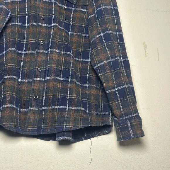 Orvis Button Up Casual Shirt Men L Plaid Blue Lumberjack Gorp Winter Fall Tough - Picture 10 of 14